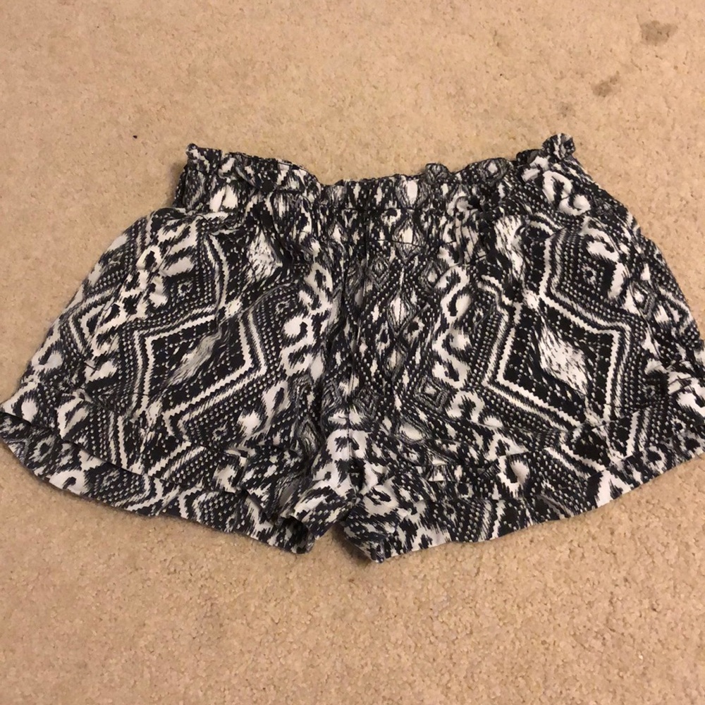 black and white paper bag shorts